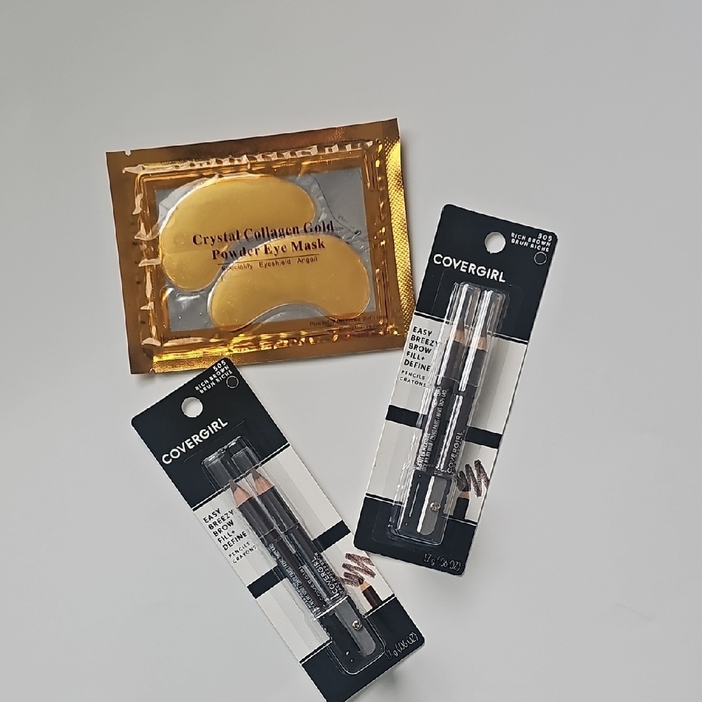 Last Chance!❤️ COVERGIRL EyeBrow Eyeliner Duo with Gold Eye Mask Bundle